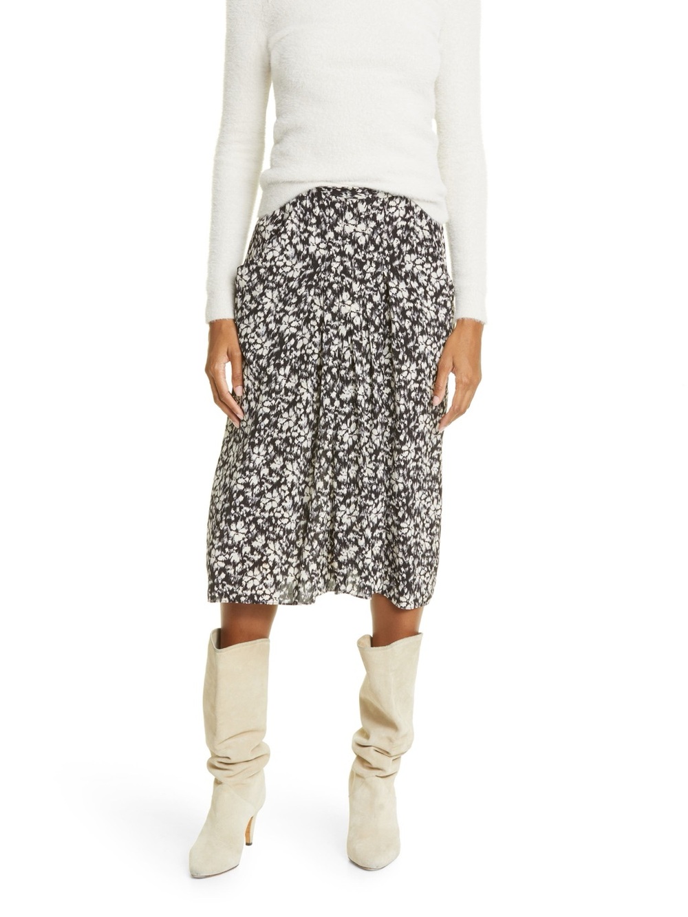 Isabel Marant Étoile Eolia Floral Skirt in Black/White Size 38 US 6